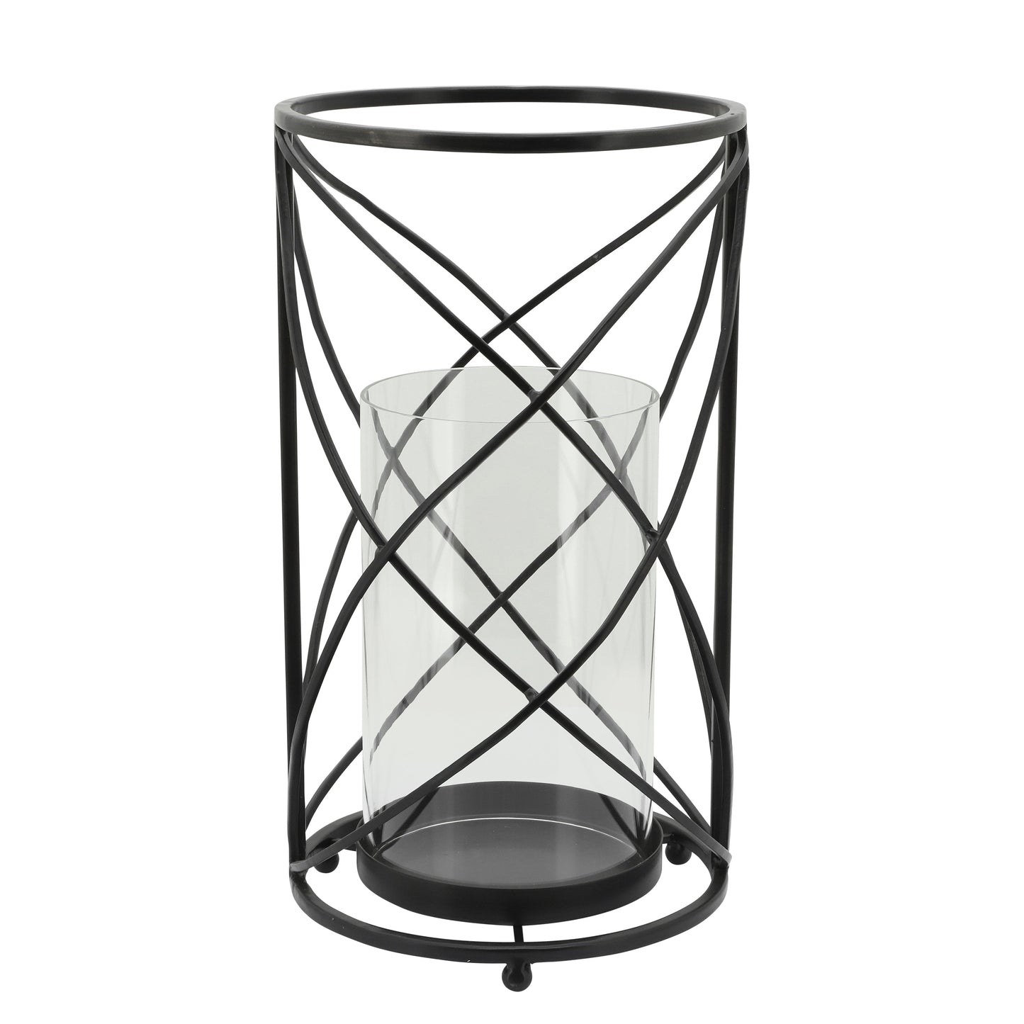 Metal 13" Hurricane Candle Holder, Black