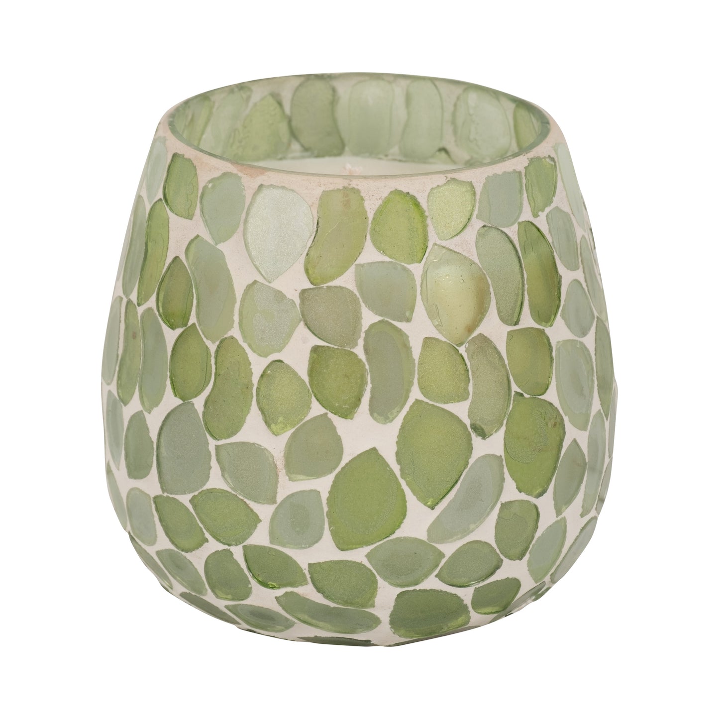Glass, 4" 11 Oz Mosaic Scented Candle, Light Green