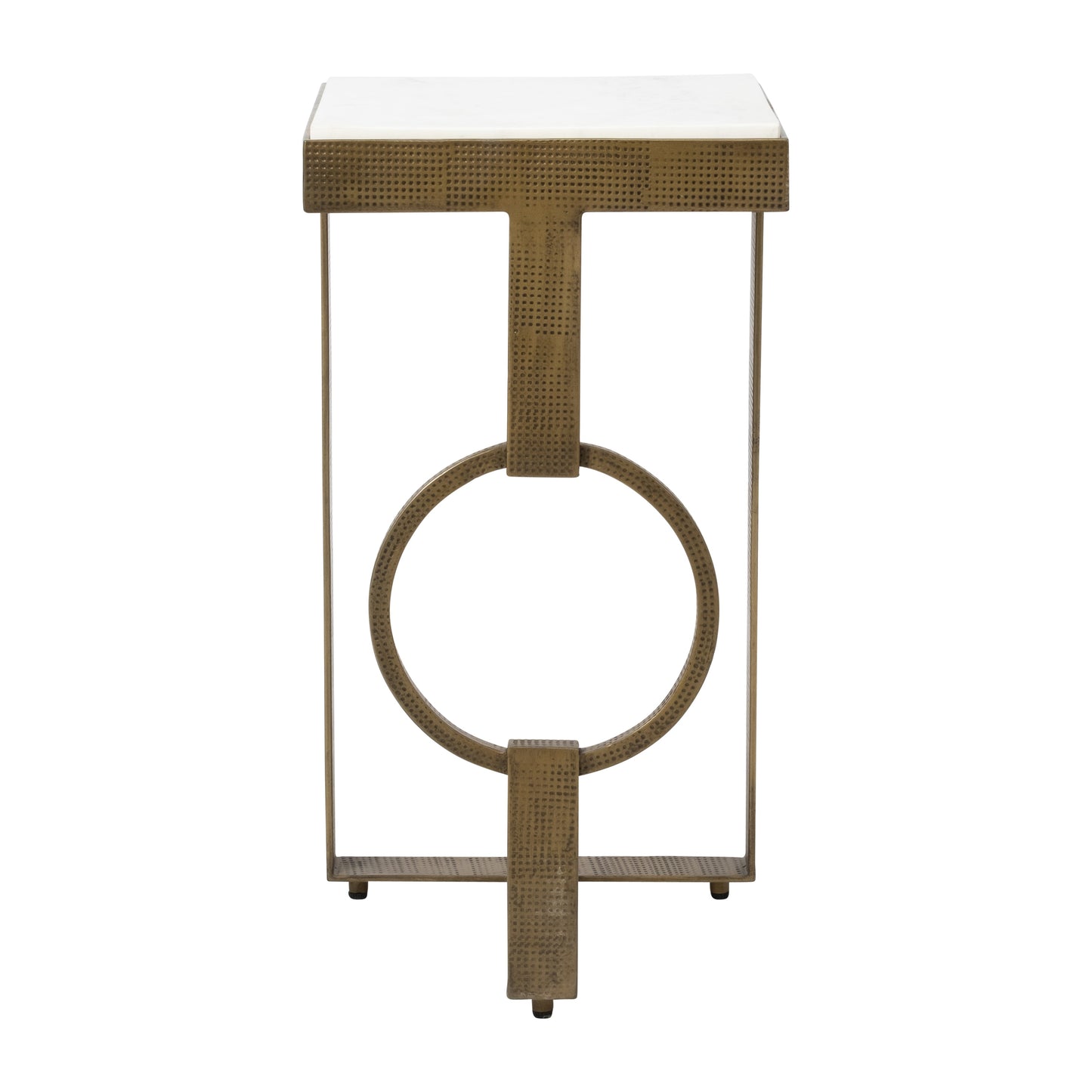 Metal, 13x25 Marble Top Side Table