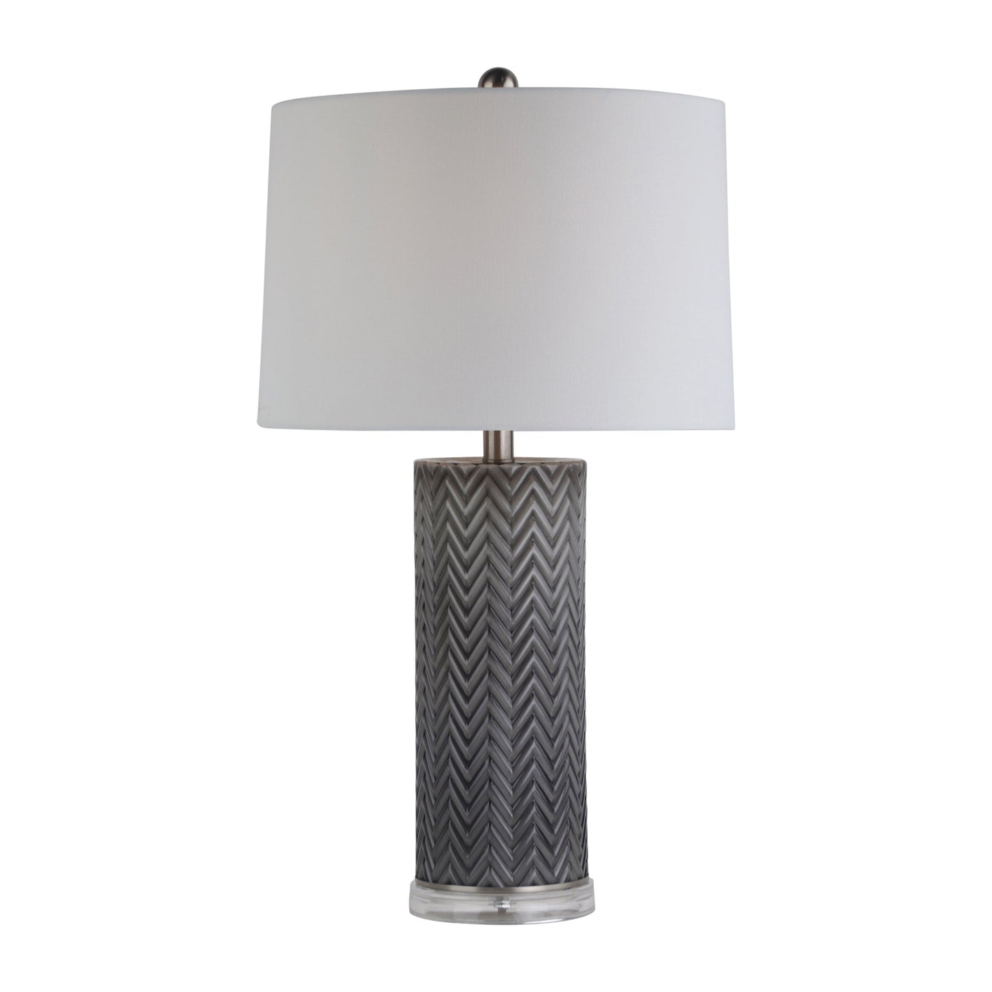 Glass 28" Chevron Table Lamp, Gray/white