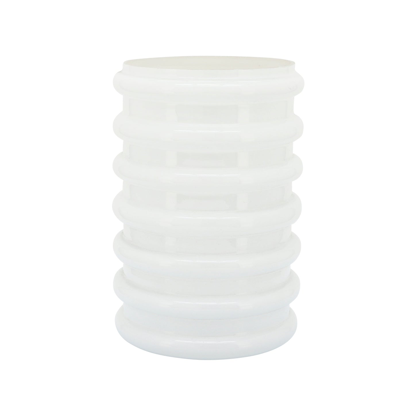 Glass, 9"h, Scallop Vase, White