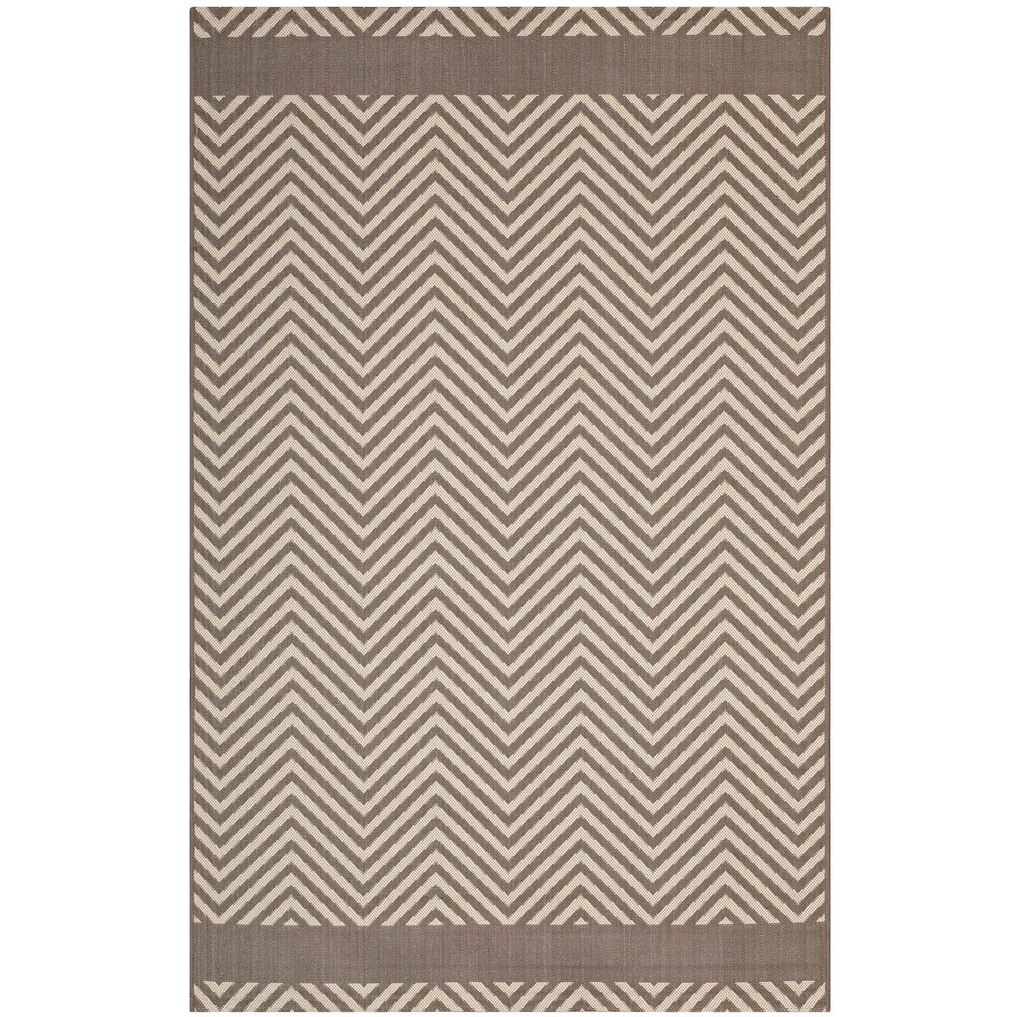 Optica Chevron With End Borders 8x10 Indoor and Outdoor Area Rug