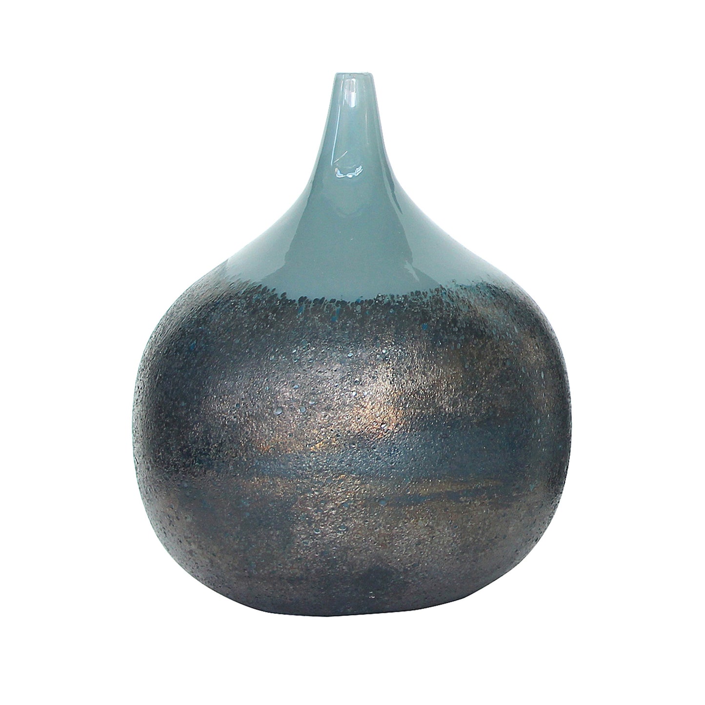 Glass, 10" 2-tone Metallic Vase, Sea Green