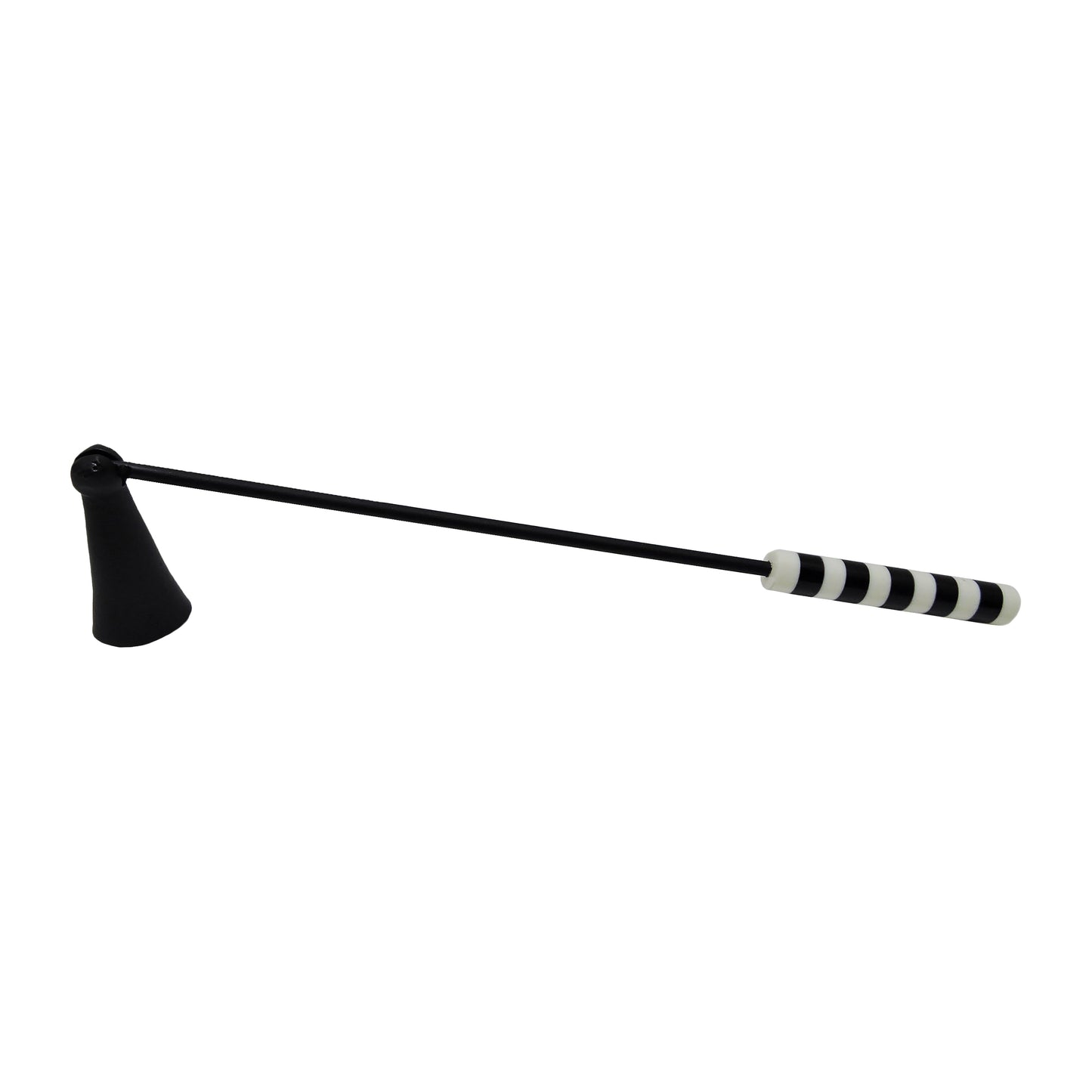 Metal, 13" Striped Candle Snuffer, White/black
