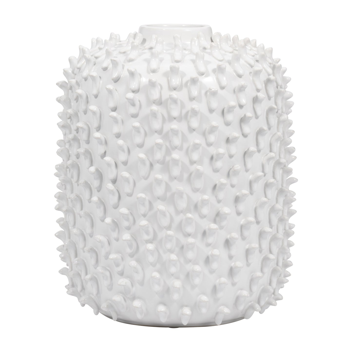 Stoneware, 11" Hand Made Dot Vase, White