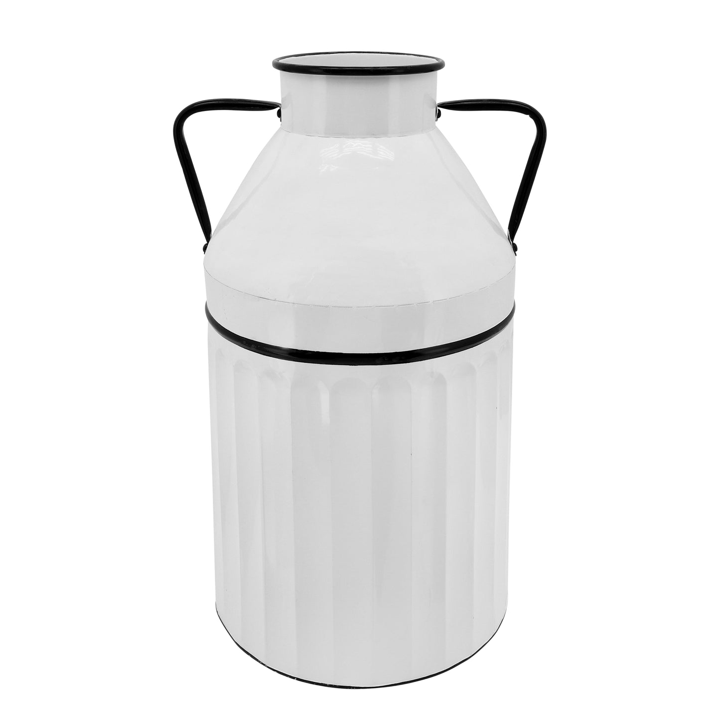 Metal 24"h Milk Bucket, White