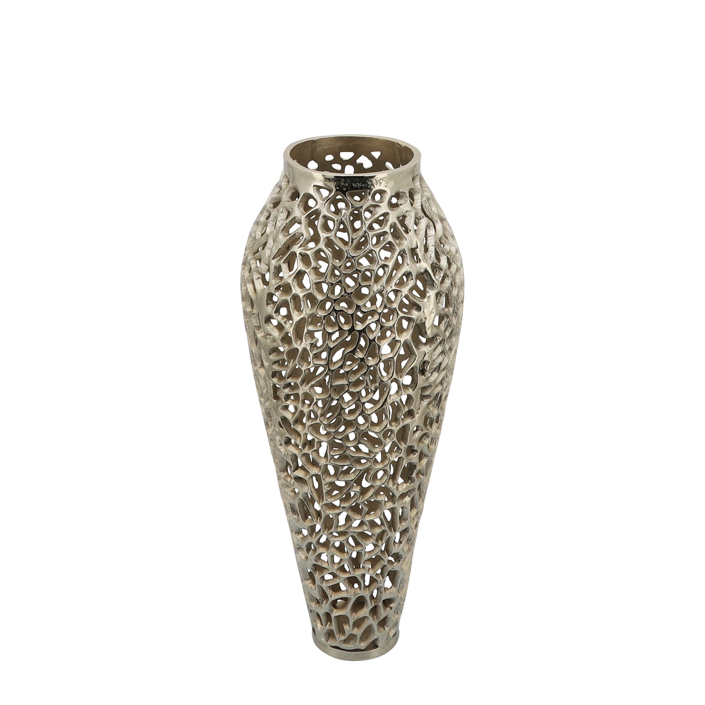 Metal, 26"h Cut-out Vase, Gold