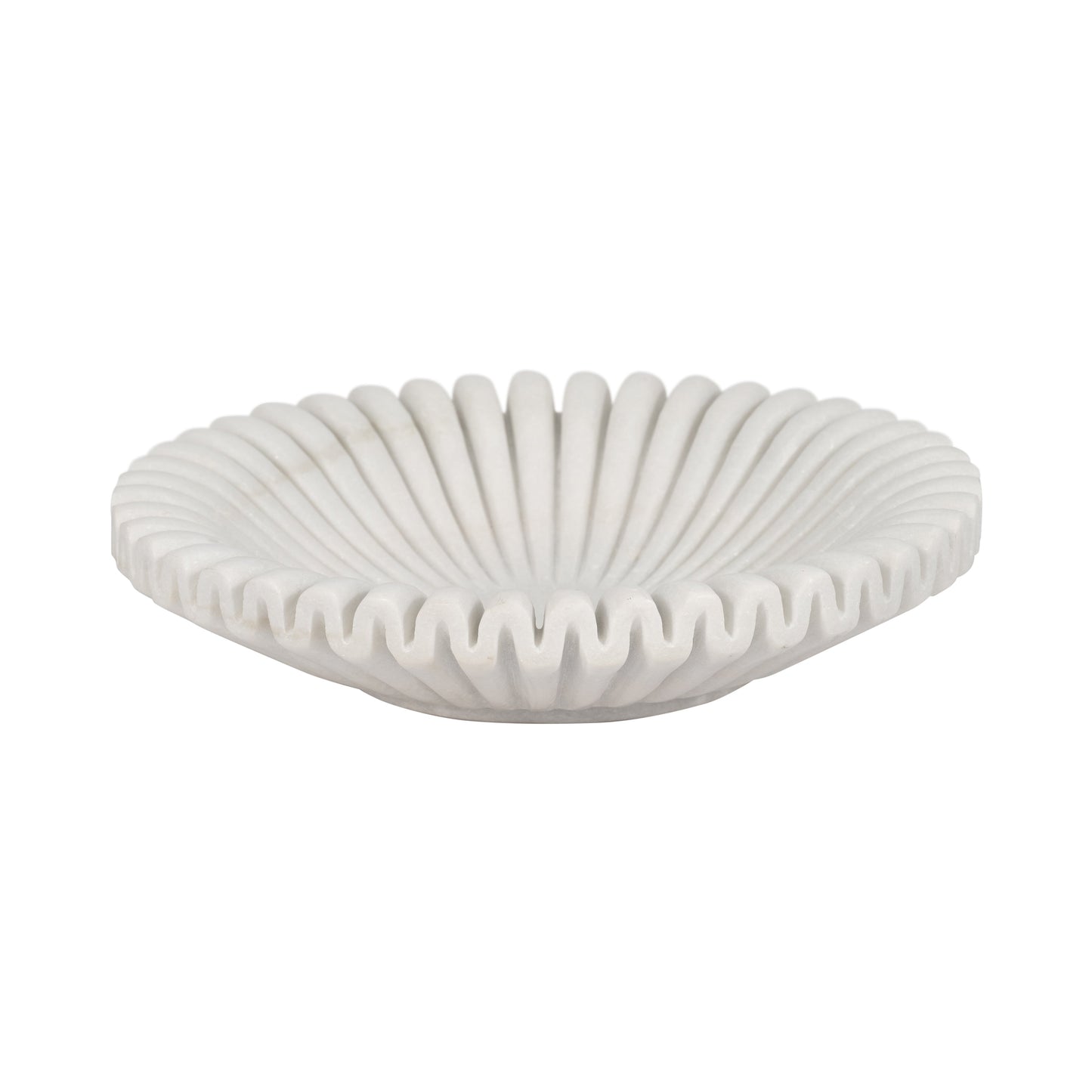 Marble, 12" Pleated Bowl, White
