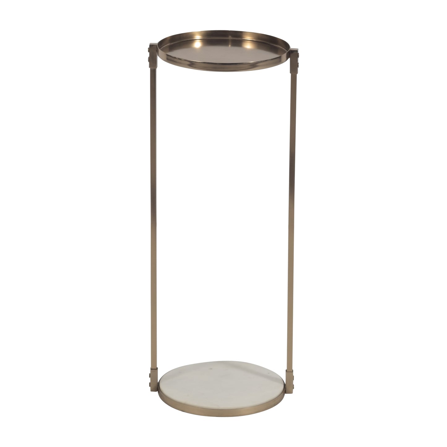 Metal, 22" Side Table Marble Bottom, Gold Kd