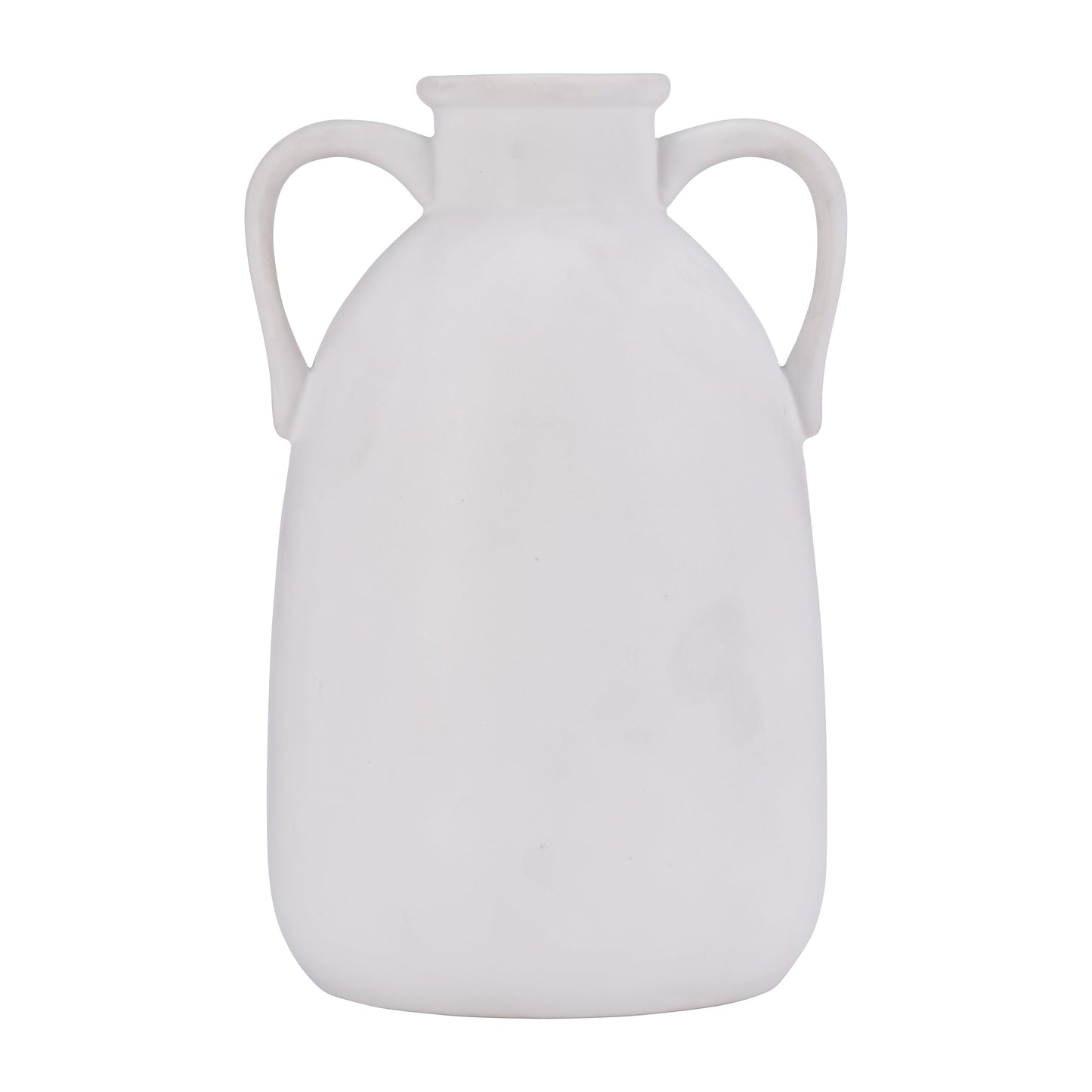 Cer, 10"h Eared Vase, White