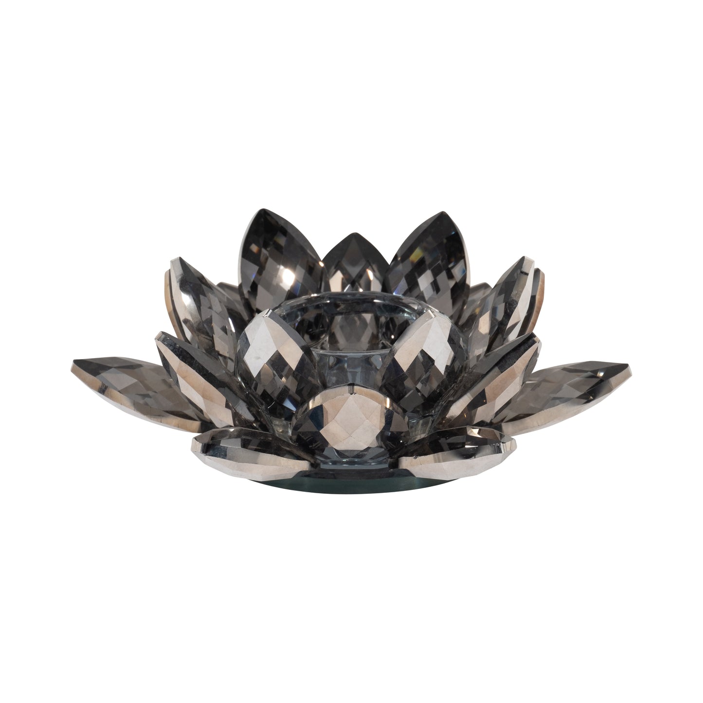 Black Crystal Lotus Votive Holder 6"