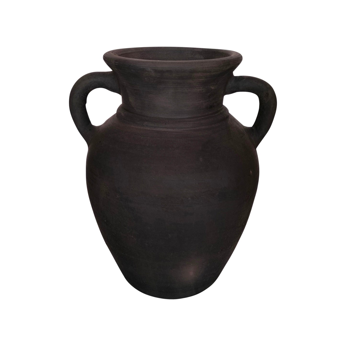 Terracotta, 9" Vase With Handles, Black