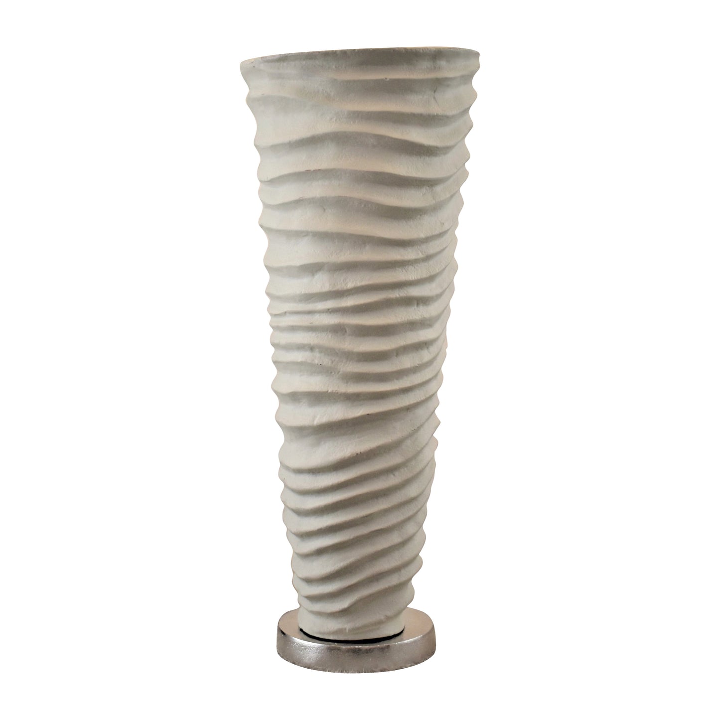 Metal 15", Rugged Vase, Ivory/nickel