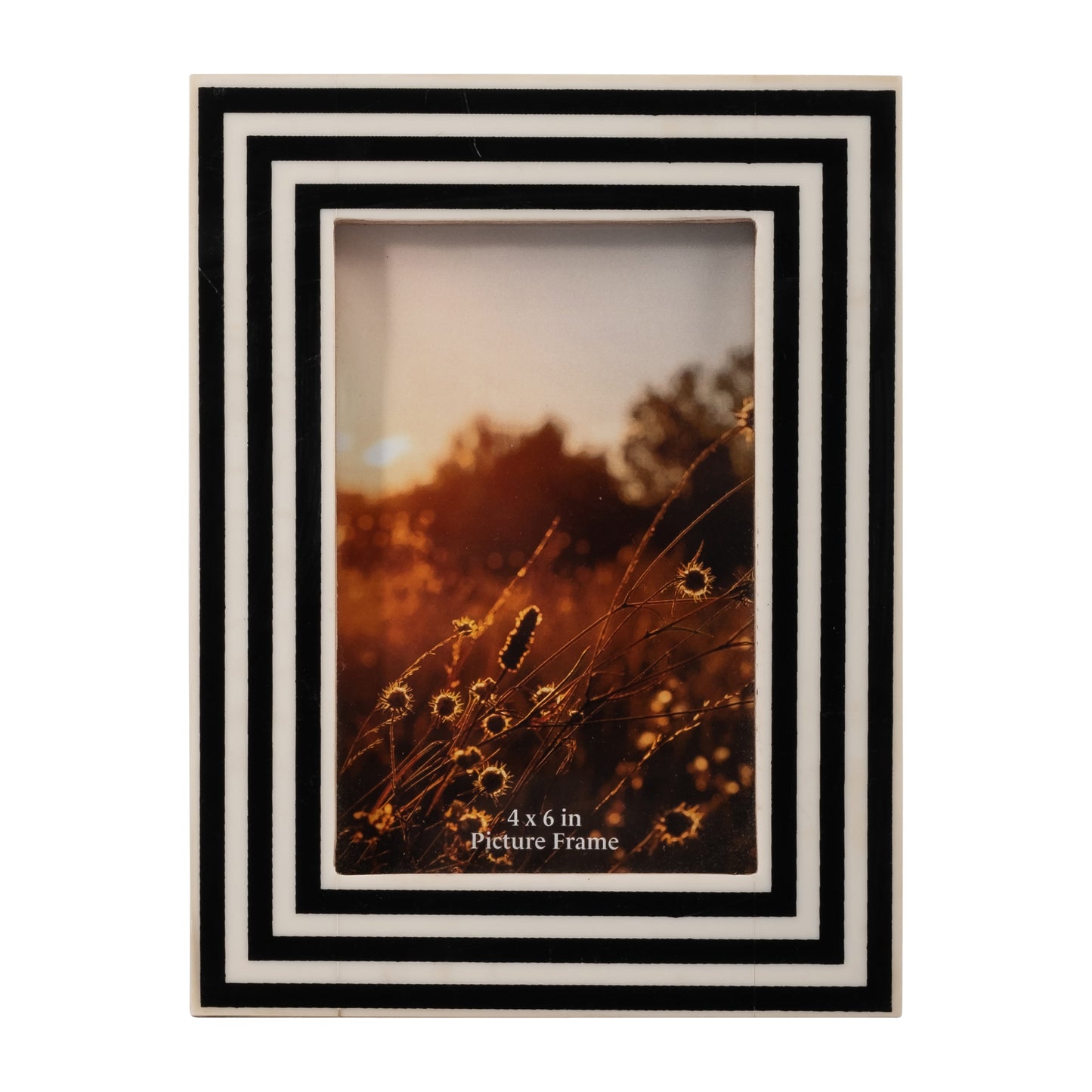 Resin,4x6 Dimensional Lines Photo Frame,blk/white
