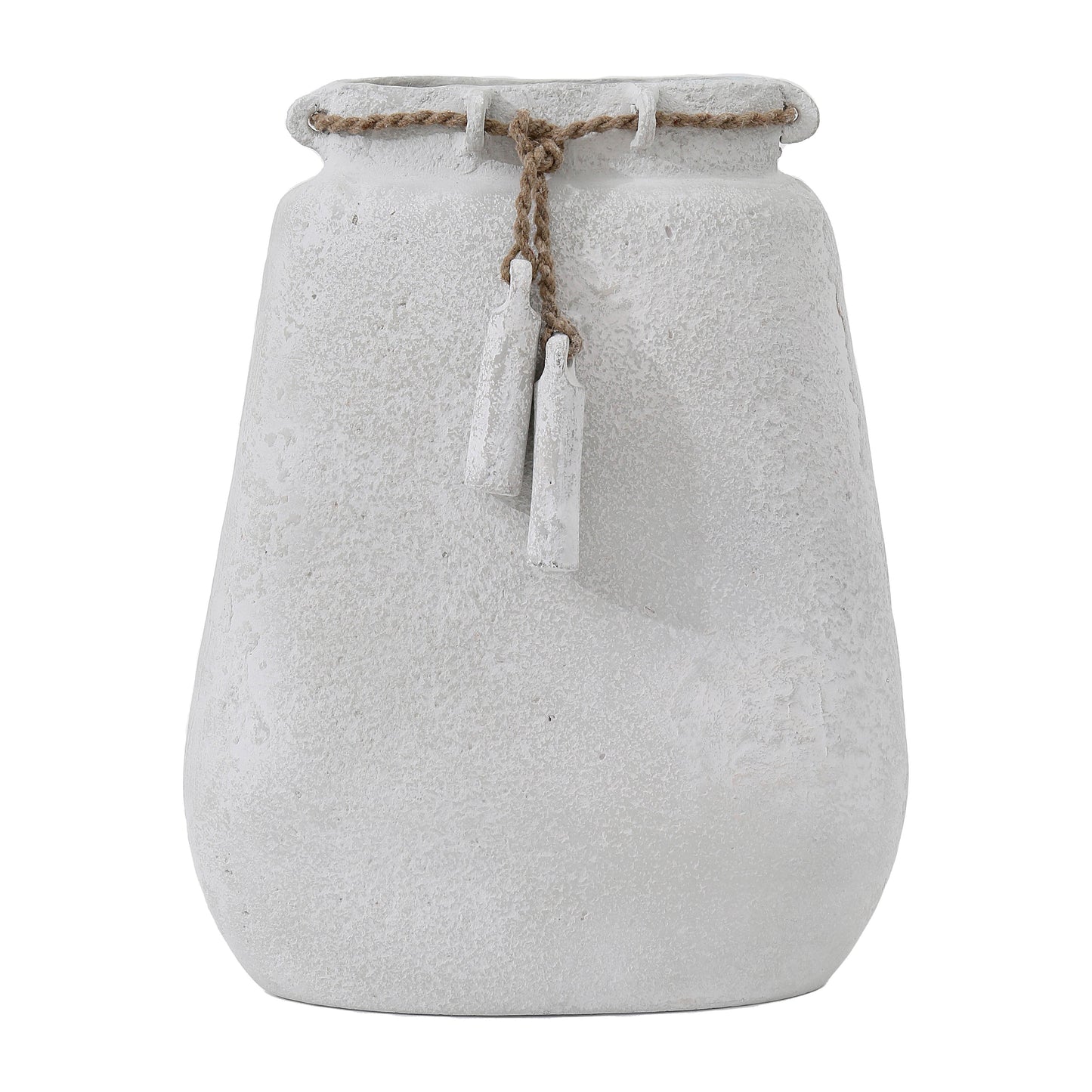 Ecomix, 16"h Vase W/ Jute Detail, White