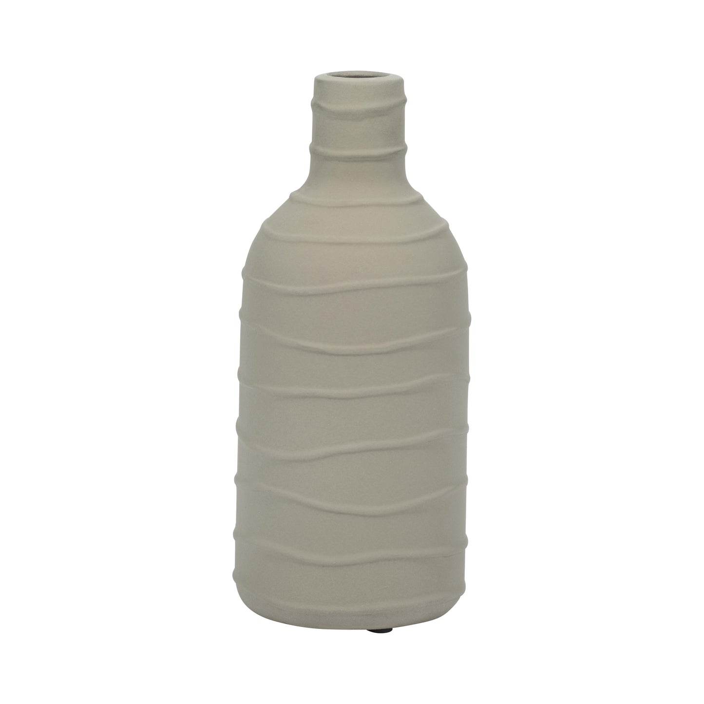 Clay, 12" Bottle Vase W/ Line Detail, Green