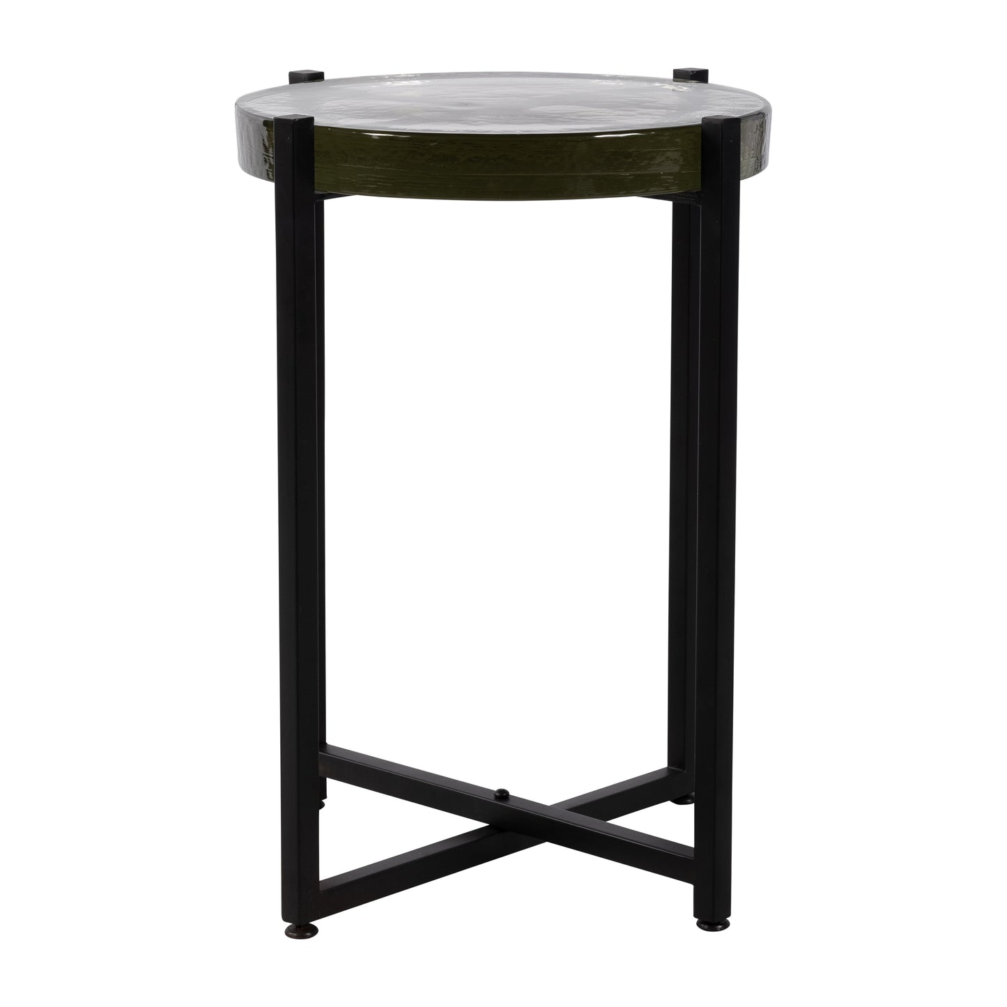 Metal/glass, 17"dx22"h Side Table, Black