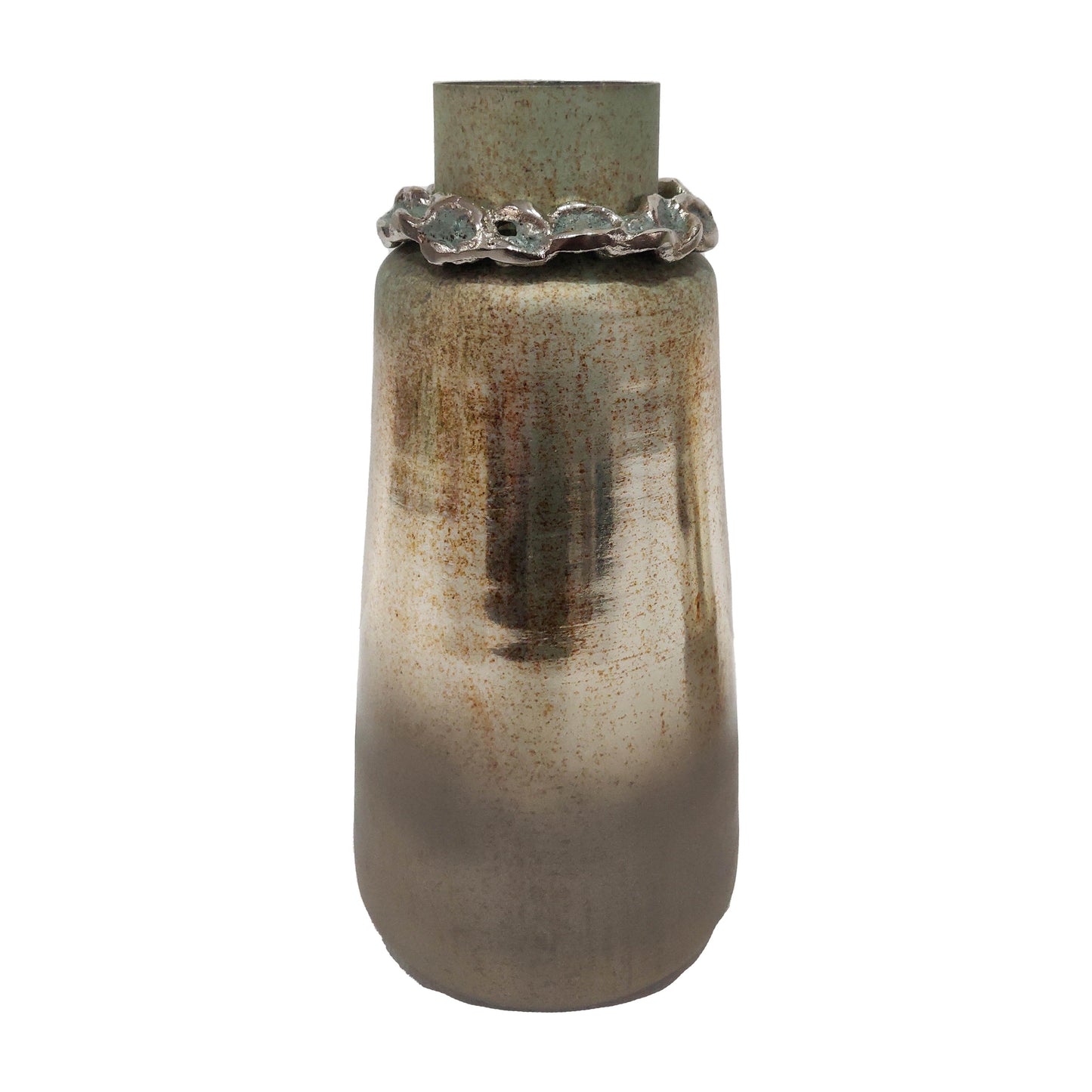 Glass,17"h,vase W/bracelet,nickle W/aloe