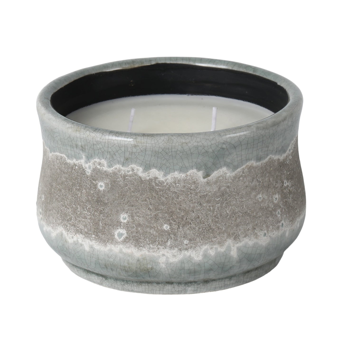 6" 12oz Wood Sage & Sea Salt Curved Cndle, Blu/gry