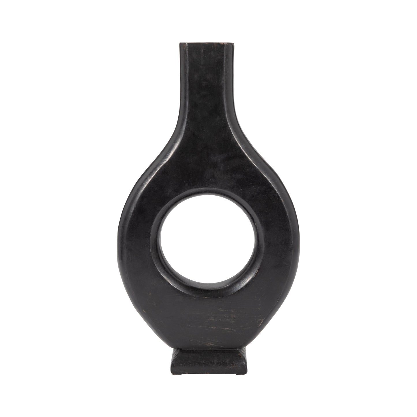 Mango Wood, 15" Cut-out Vase, Black