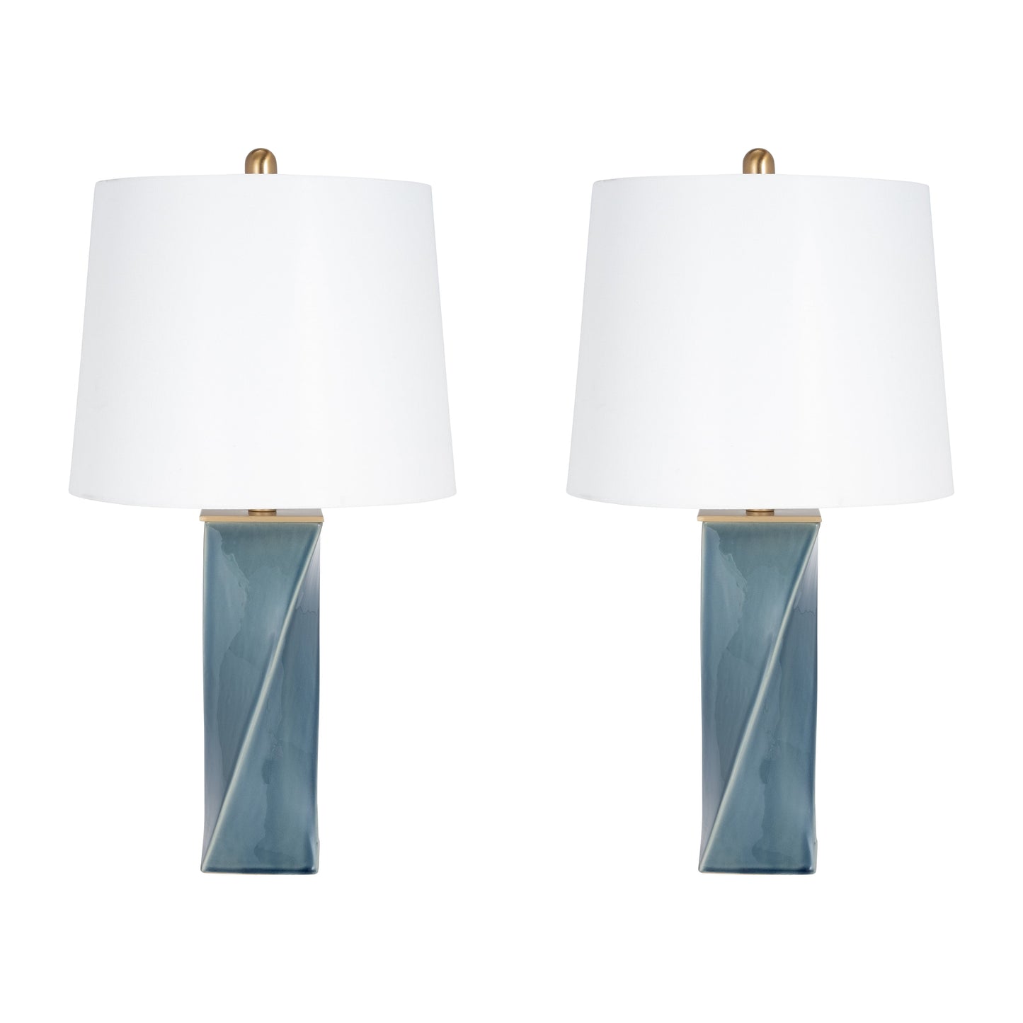 S/2 Ceramic 26" Table Lamp, Soft Blue