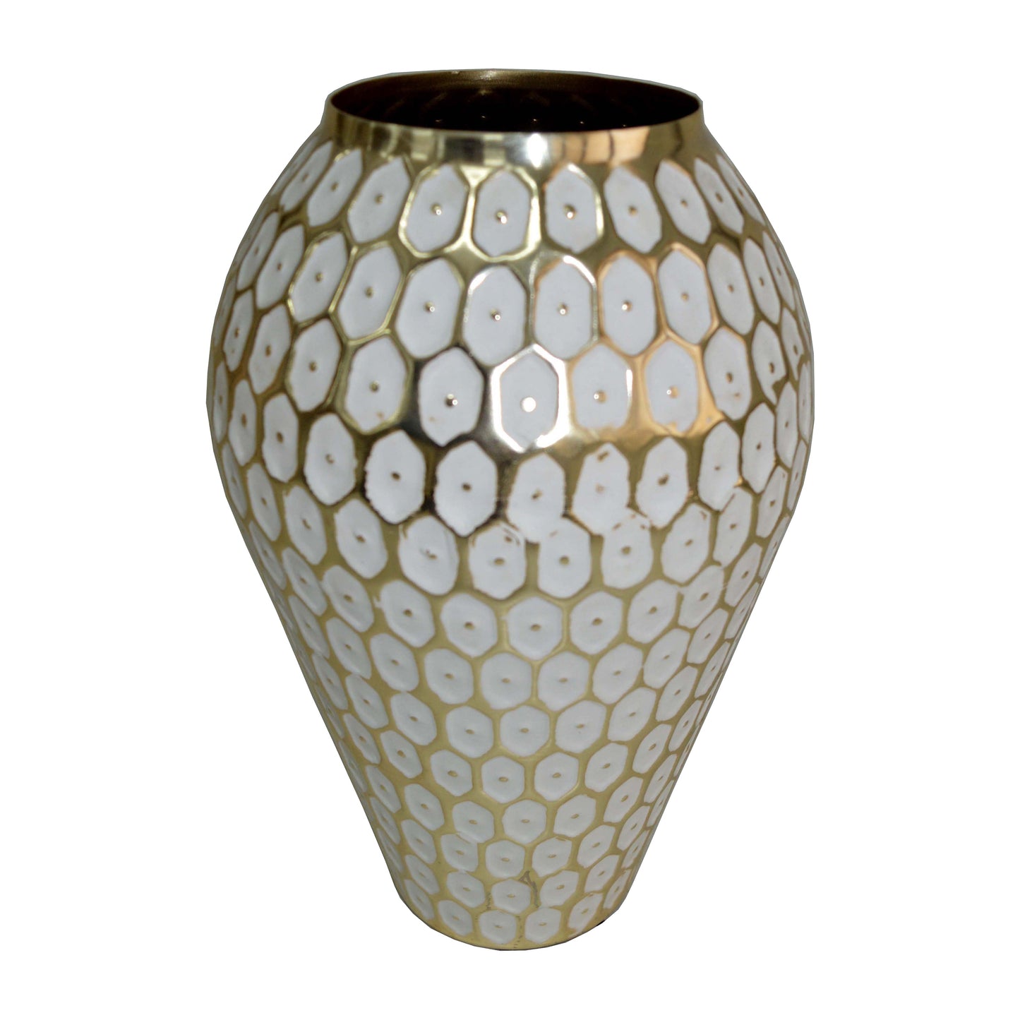 Metal, 12" Tribal Urn Vase, Gold