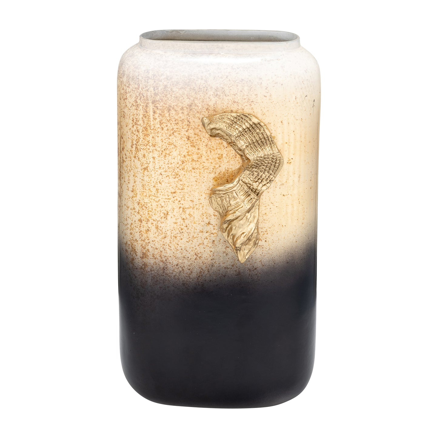 Glass,13",vase W/wing Handle,champagne/blk