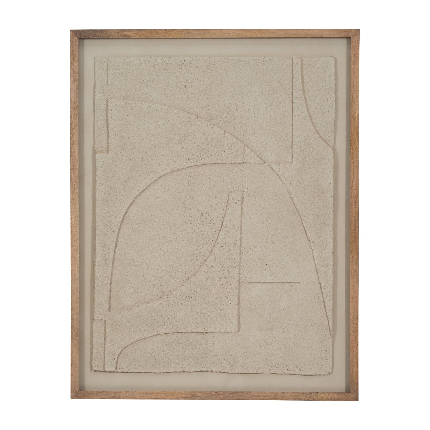 39x50 Paper Mache Wall Art Framed Glass, Off-white