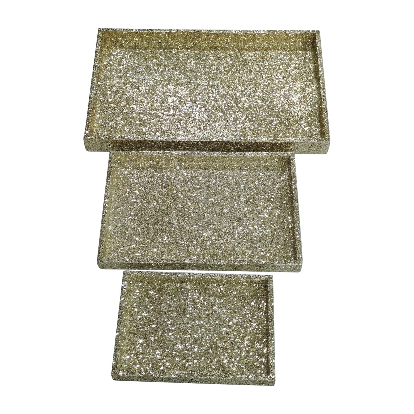 S/3 13/18/24 Crackle Trays, Champagne