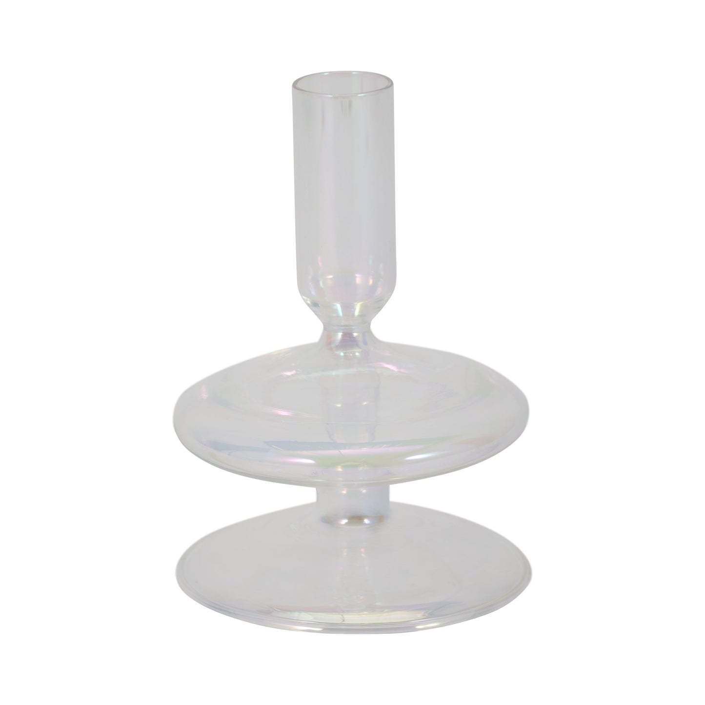 6" Vintage Glass Taper Candle Holder, Luster