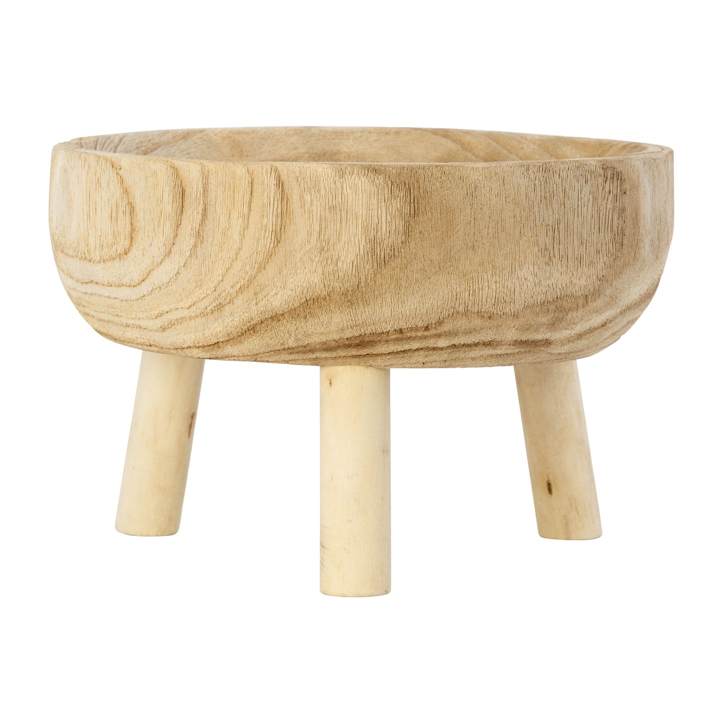 Wood 11" Bowl With Legs, Natural