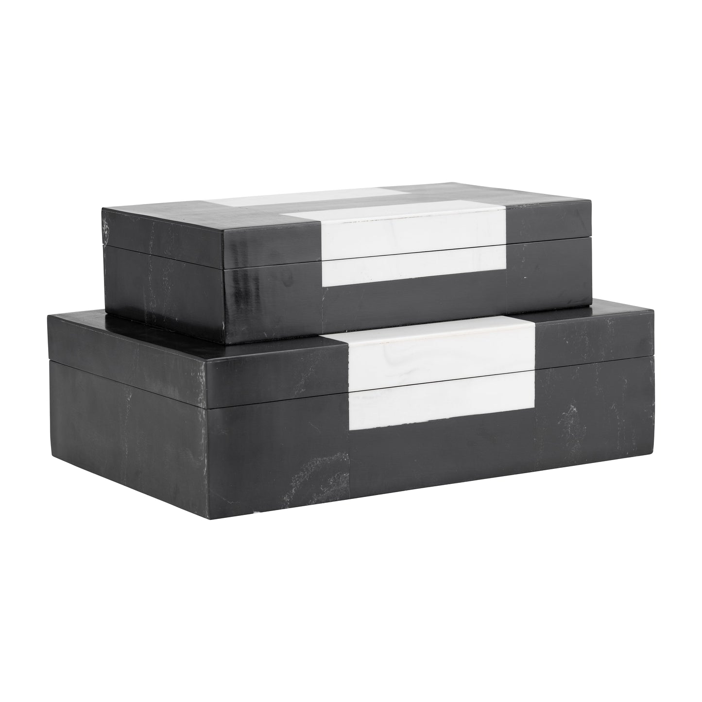 Resin, S/2 10/12" H Boxes, Black/white