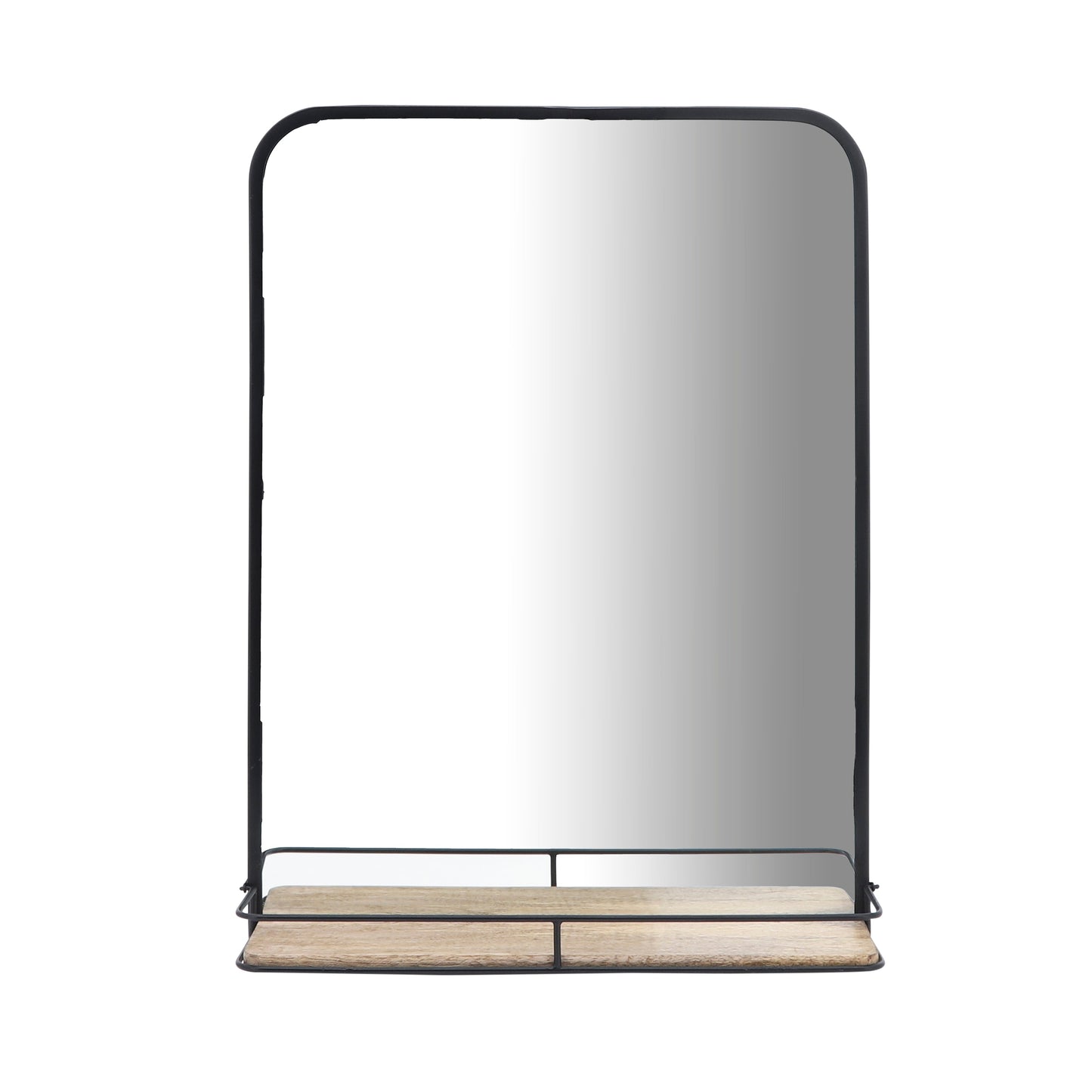 Metal, 18x24 Mirror W/ Folding Shelf, Black/brown