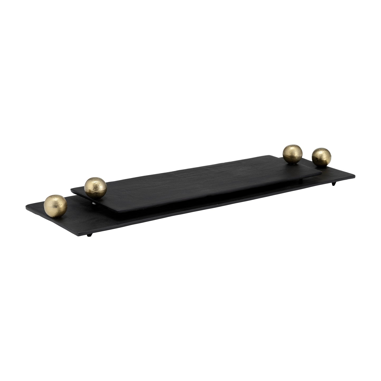 Metal,s/2 24/18",flat Tray With Gld Knob Handles,b