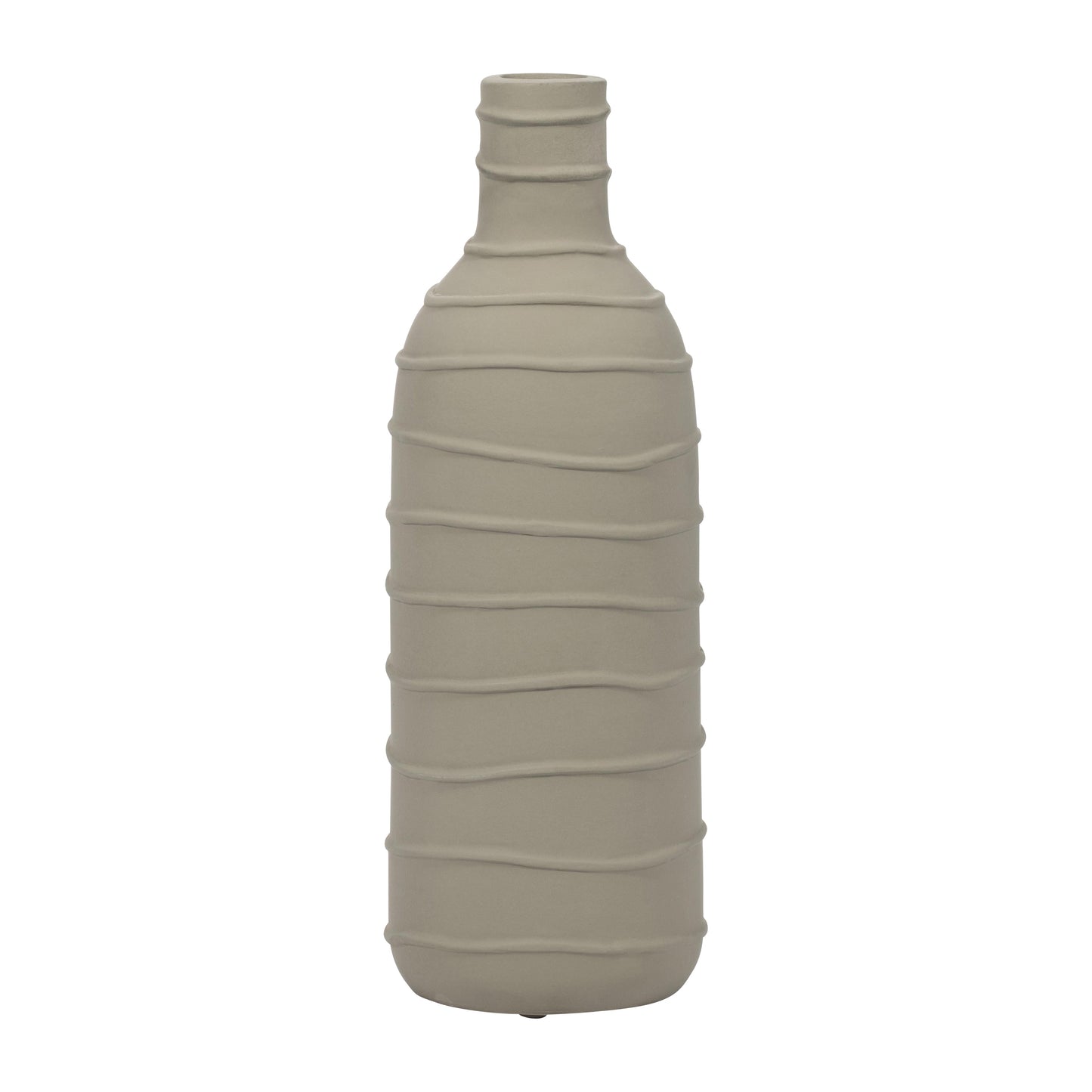 Clay, 16" Bottle Vase W/ Line Detail, Green