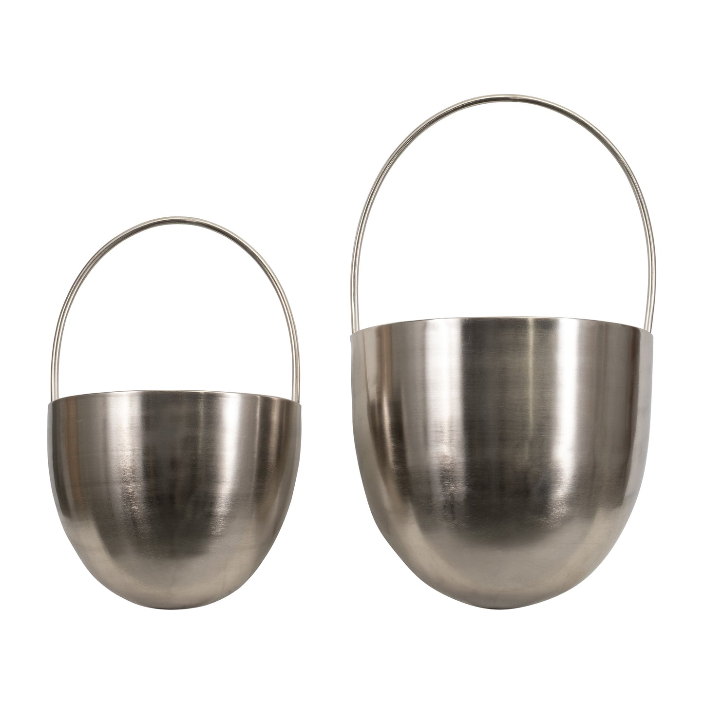 S/2 Metal 15/19" Wall Hanging Planter, Silver
