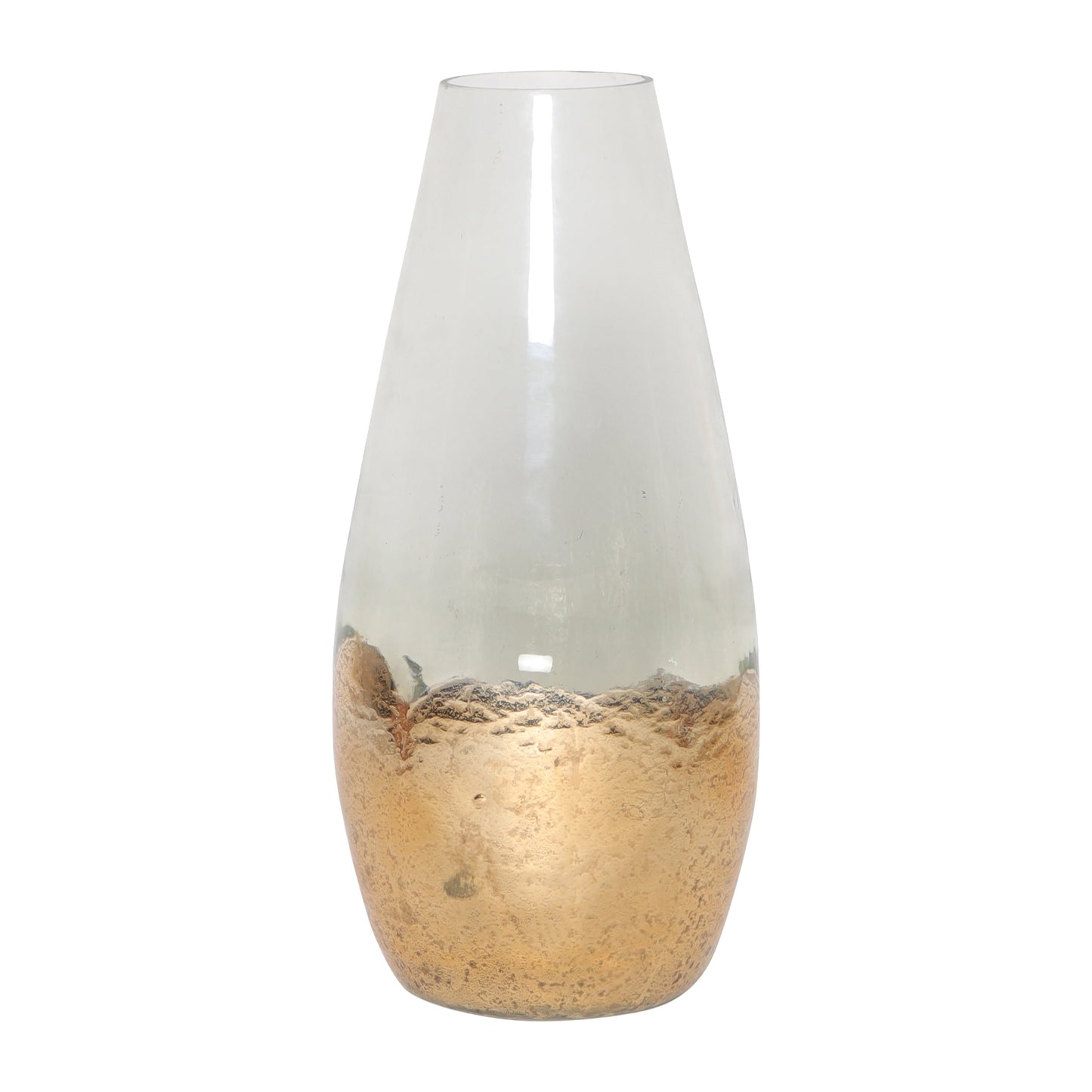 Glass, 19" Gold Dipped Vase, Clear