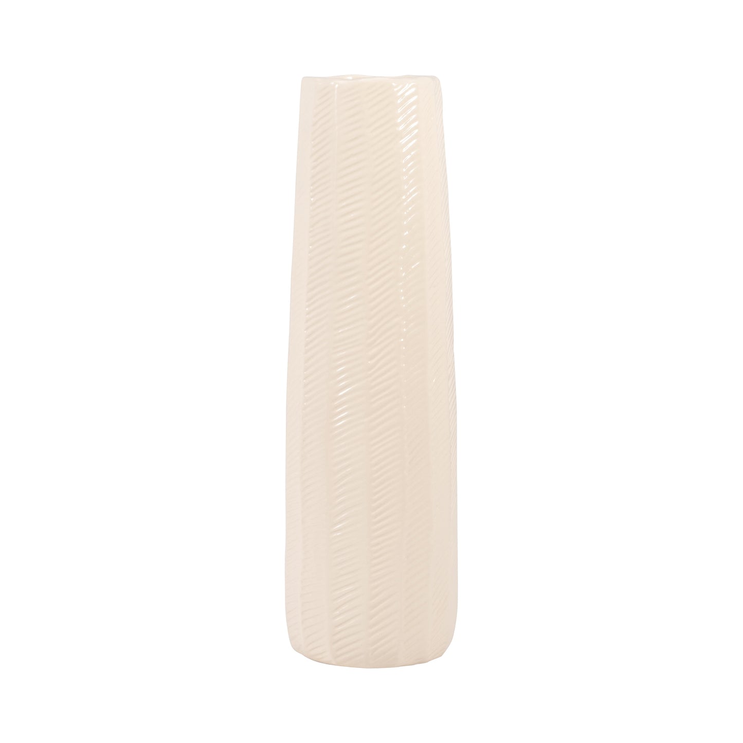 Cer, 16" Etched Lines Cylinder Vase, Cotton