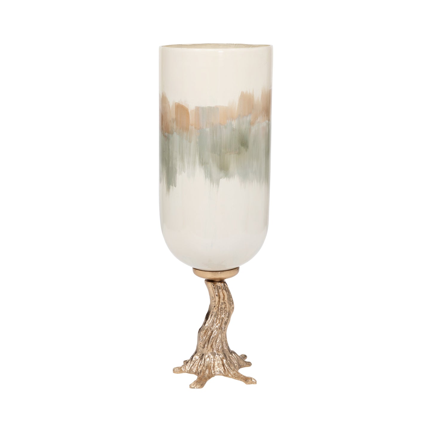 Glass, 18" Hurricane W/ Branch Base, Pearl