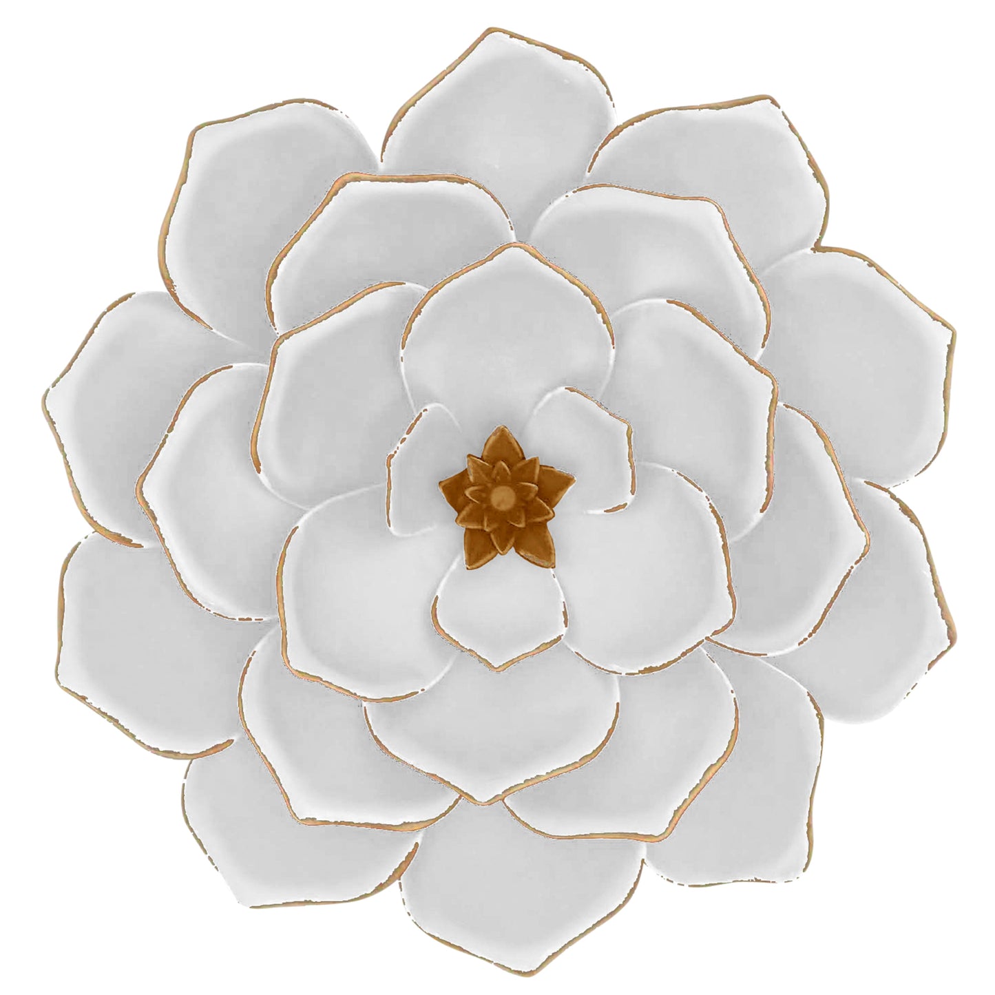 Metal 17" Multi-layer Flower Wall Deco, White/gol