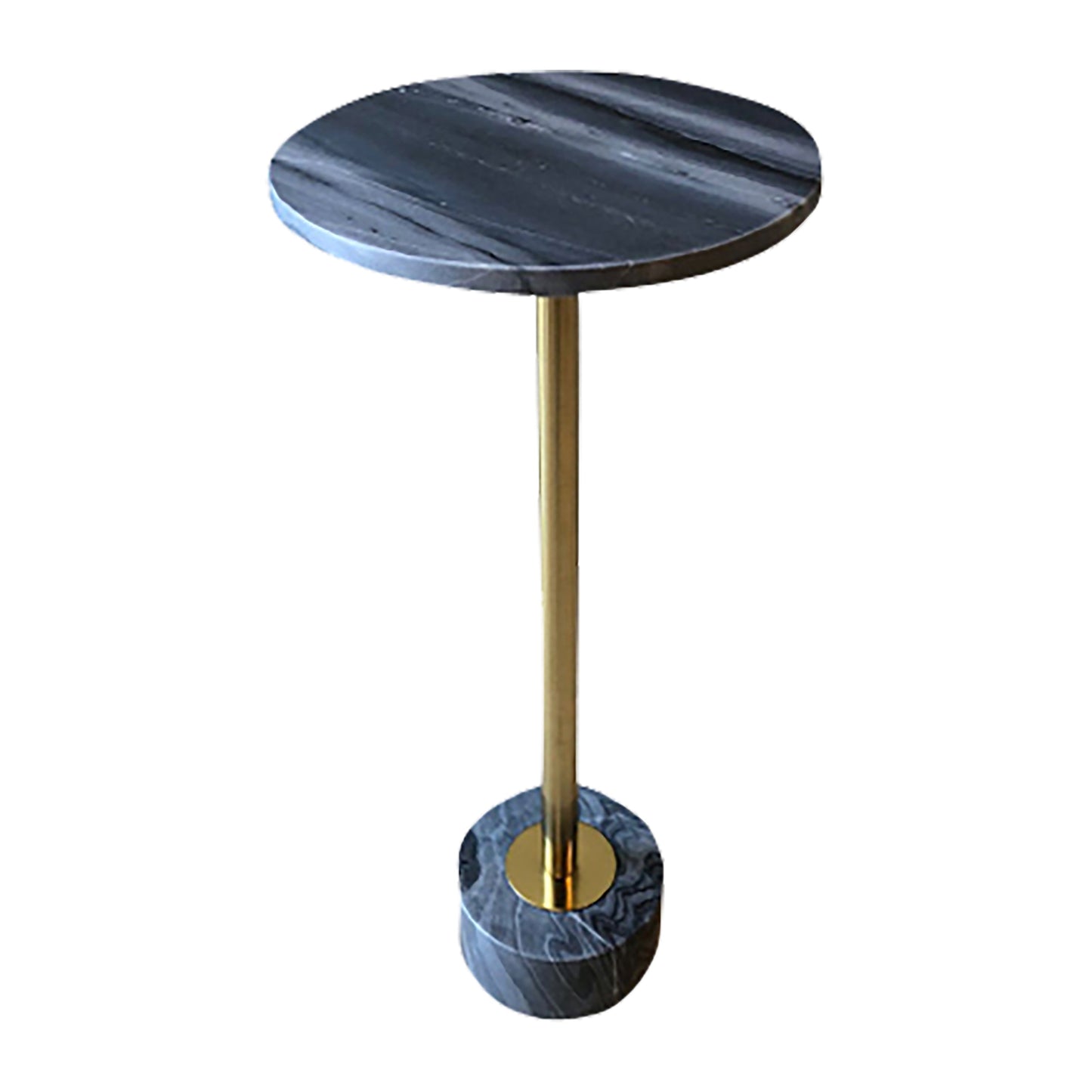 Metal, 24" Side Table Marble Top, Gray/gold Kd
