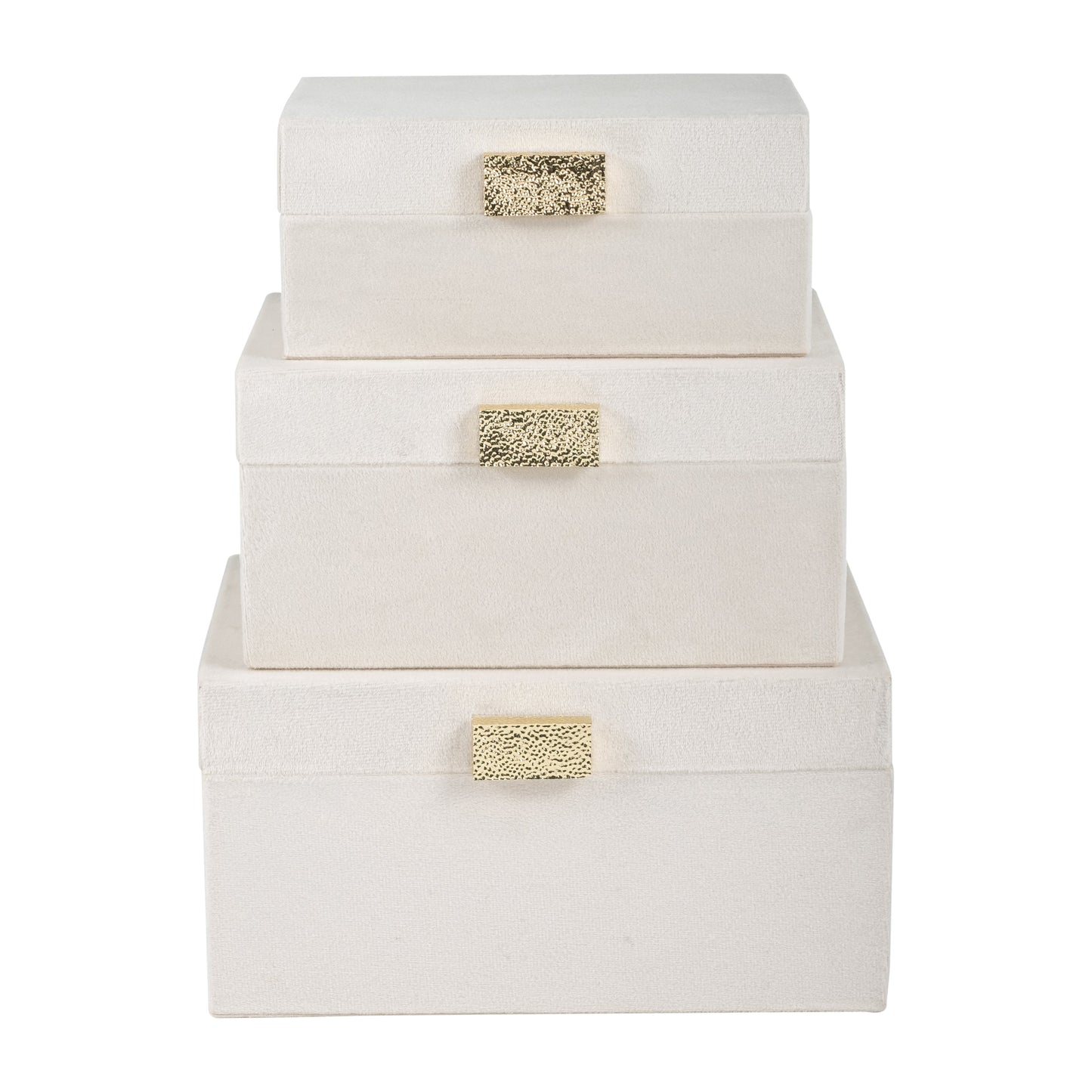 S/3 7/8/9"l Velveteen Jewelry Box, Cotton