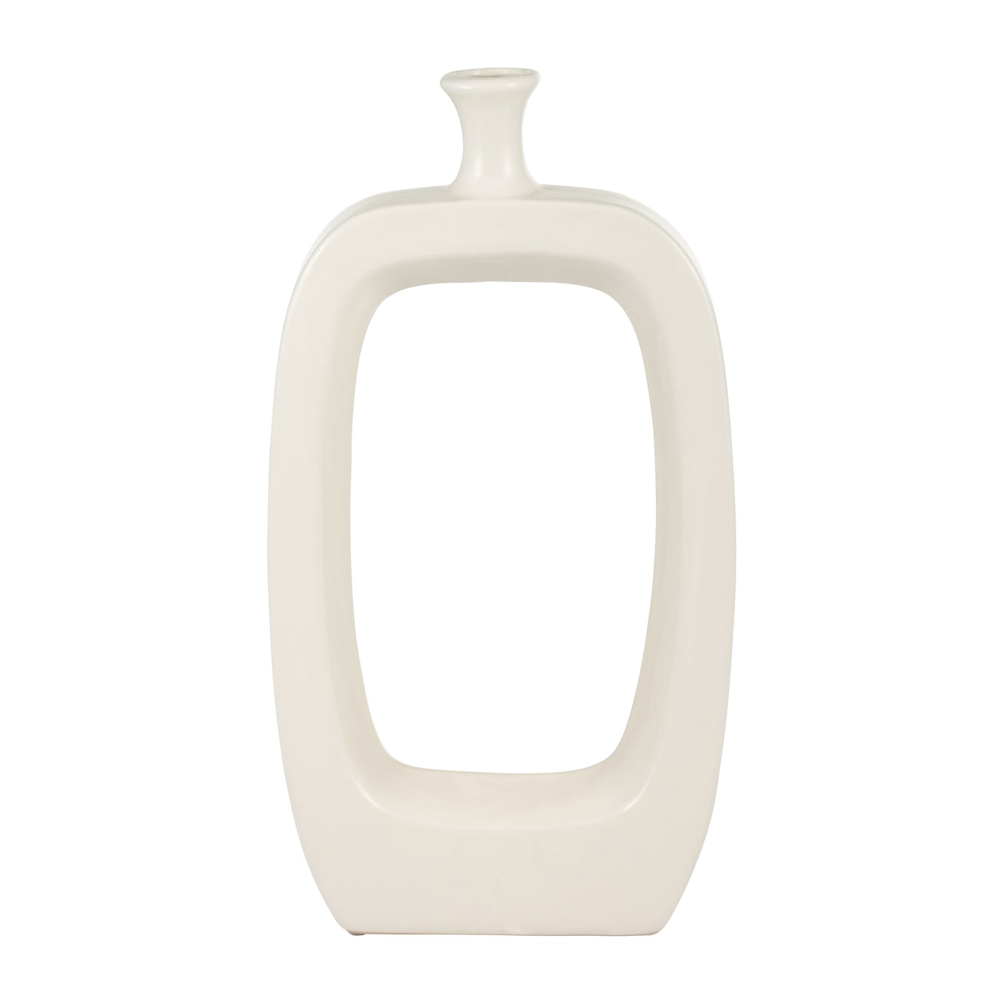 Cer, 18" Vase W/cut-out, Cream