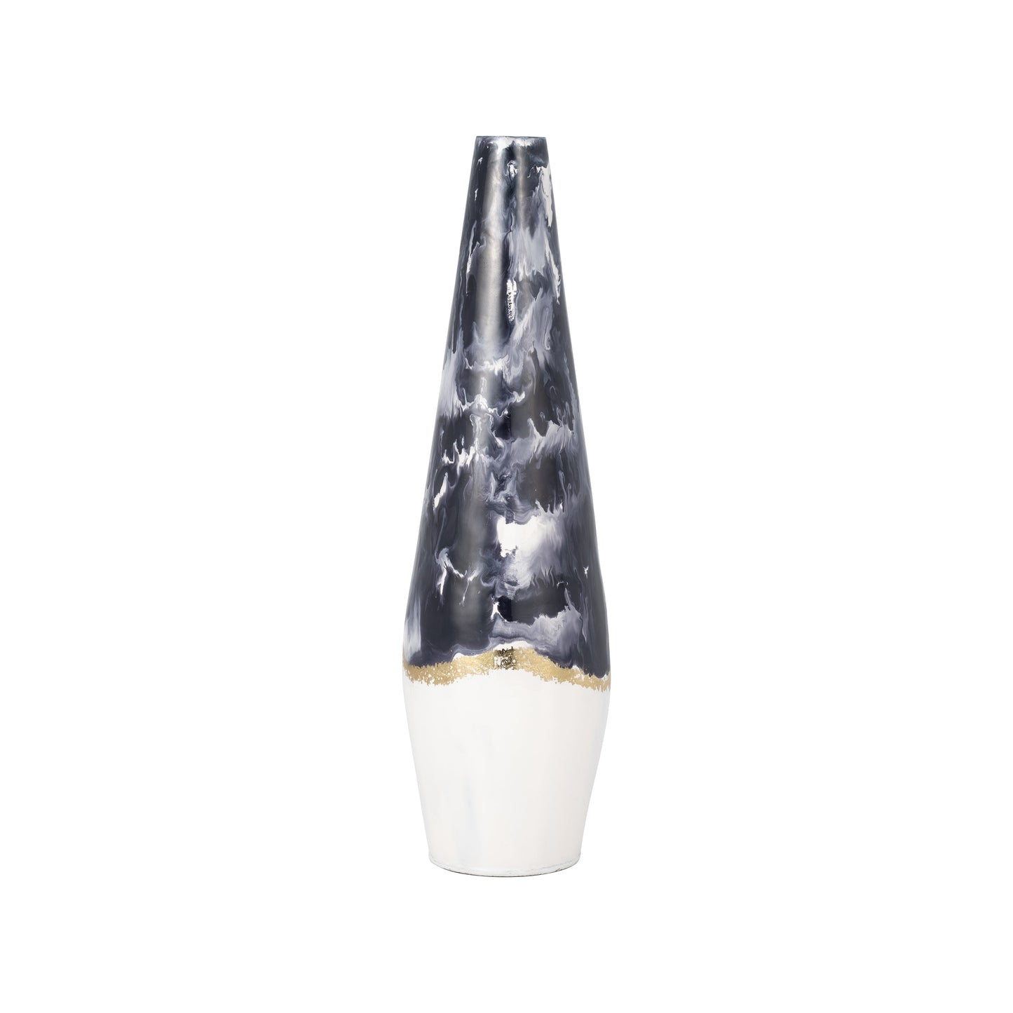 Metal, 20" Neptune Floor Vase, Ivory/navy