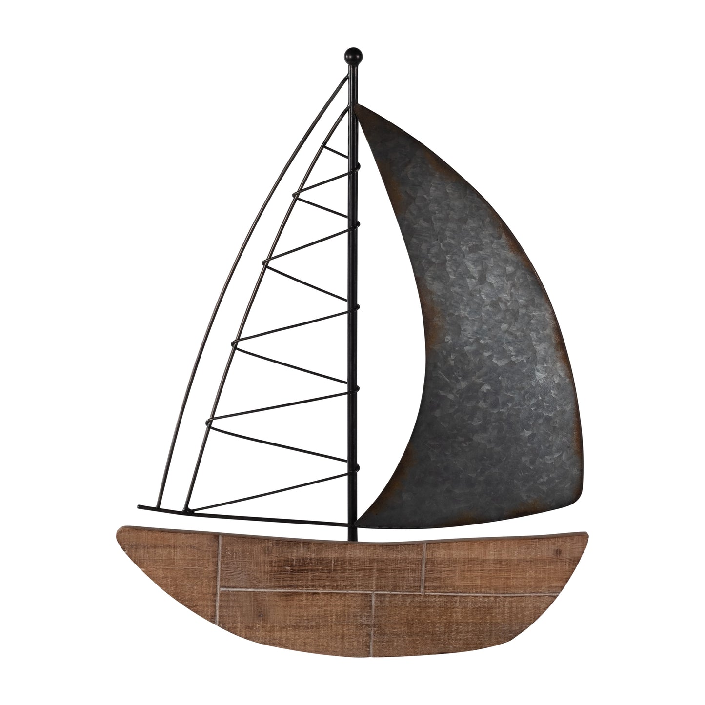 Metal, 19"h Boat Wall Deco, Brown