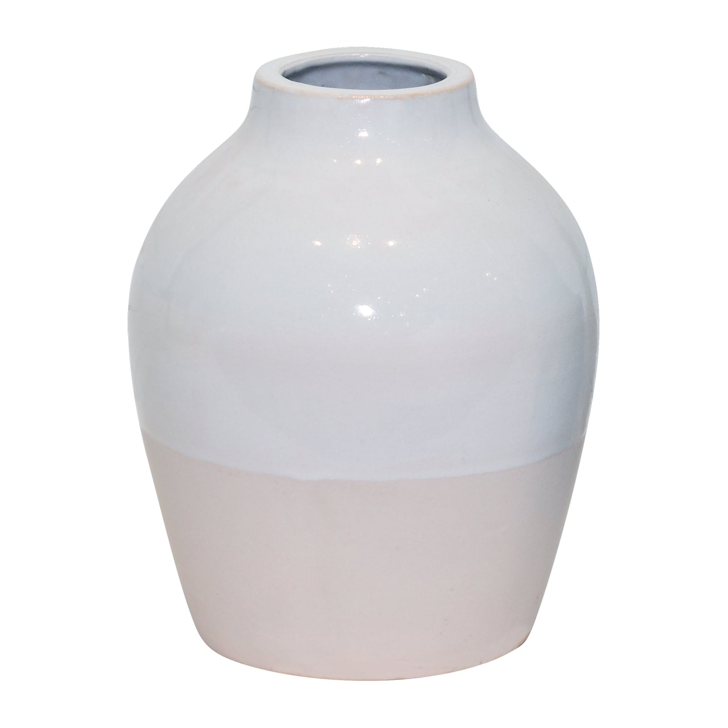 Clay, 11" 2-tone Reactive Vase, Ivory
