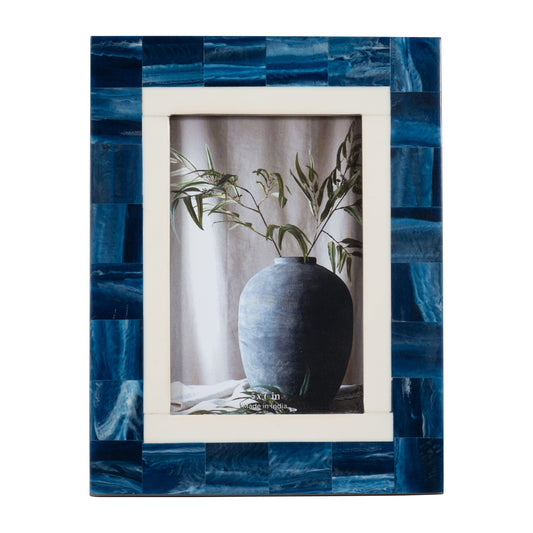 Resin, 5x7 Navy & White Border Photo Frame, Navy/w