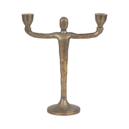 Metal, 12" 2 Taper Candelabra, Gold