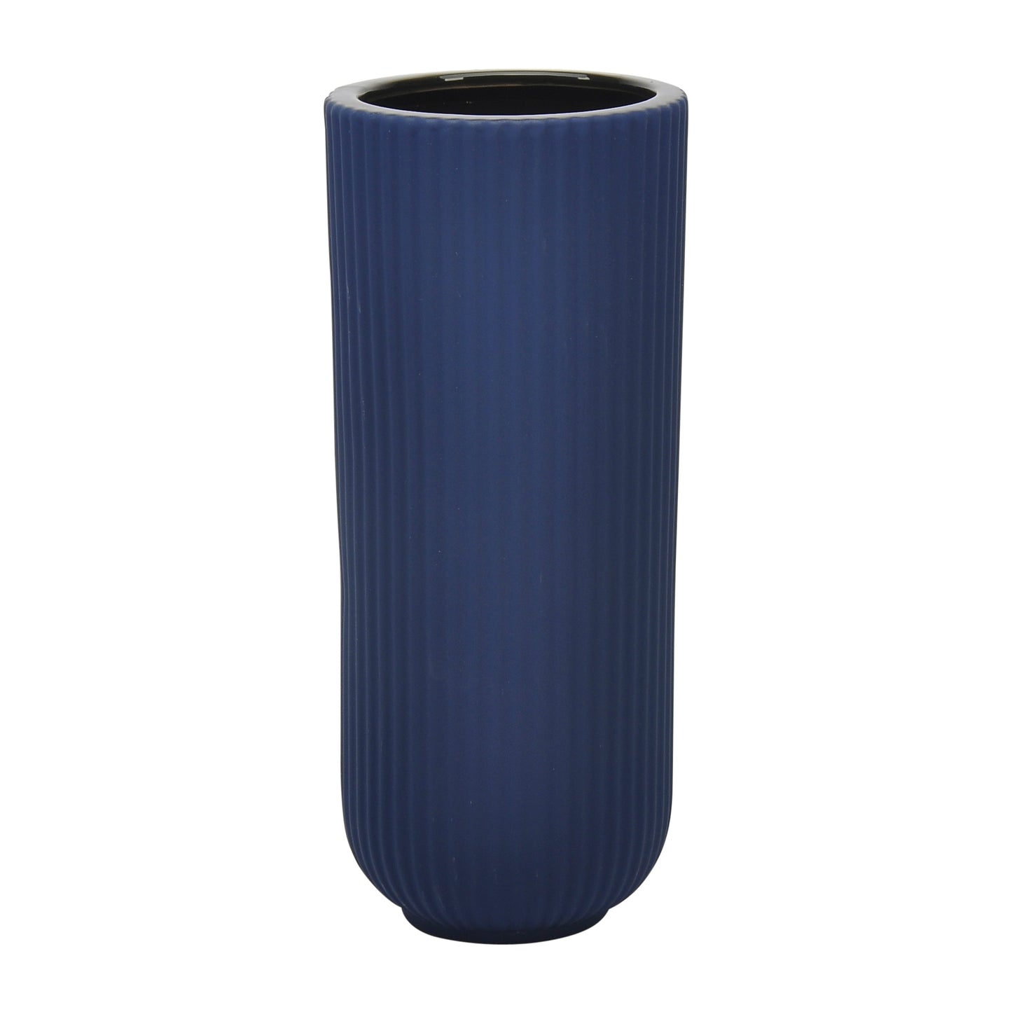 Cer, 11"h Ridged Vase, Navy
