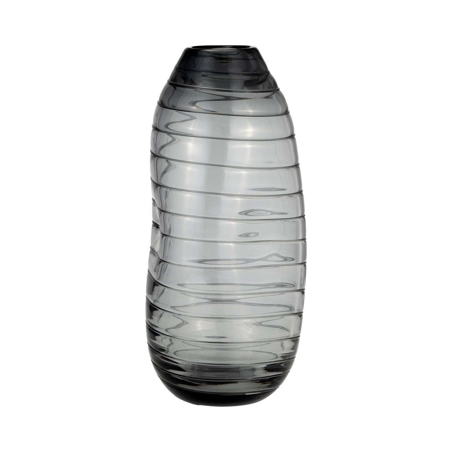 Glass, 12"h Pinched Vase, Smoke
